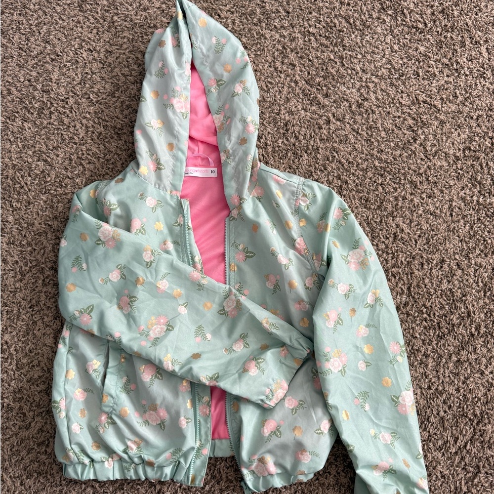 Young Hearts Floral Mint Jacket with Hood
